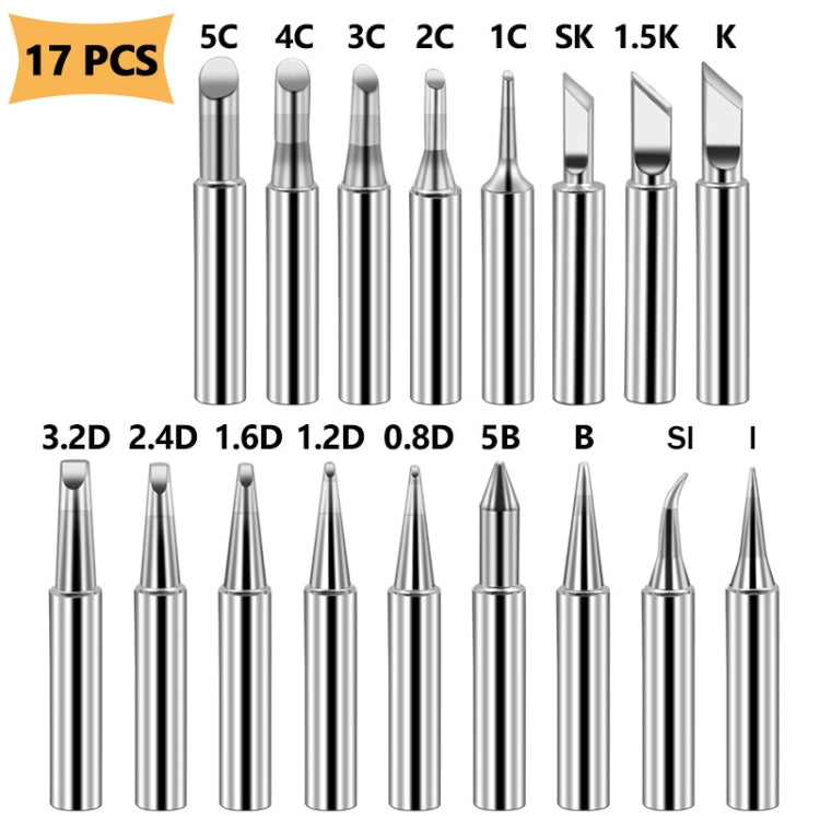 Soldering Tips 936 Soldering Station Pure Copper Soldering Iron Tips Lead-Free Soldering Iron Tips, 15 PCS / Set, 17 PCS / Set