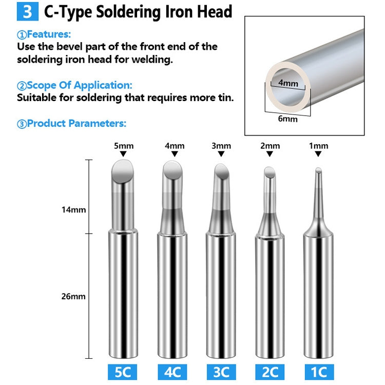 Soldering Tips 936 Soldering Station Pure Copper Soldering Iron Tips Lead-Free Soldering Iron Tips, 15 PCS / Set, 17 PCS / Set