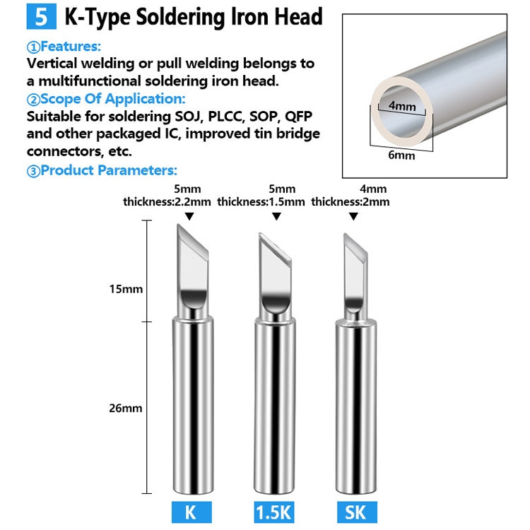 Soldering Tips 936 Soldering Station Pure Copper Soldering Iron Tips Lead-Free Soldering Iron Tips, 15 PCS / Set, 17 PCS / Set