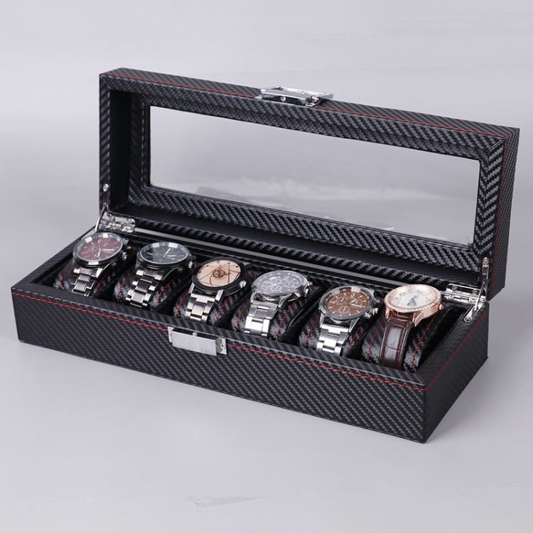 Carbon Fiber PU Leather Watch Box Jewelry Storage Box Packaging Box, Style:, 6 Watch Positions, 10 Watch Positions, 12 Watch Positions, 05 Watch Positions, 6 + 3 Red Black, Double-layer