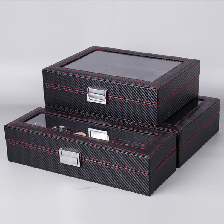 Carbon Fiber PU Leather Watch Box Jewelry Storage Box Packaging Box, Style:, 6 Watch Positions, 10 Watch Positions, 12 Watch Positions, 05 Watch Positions, 6 + 3 Red Black, Double-layer