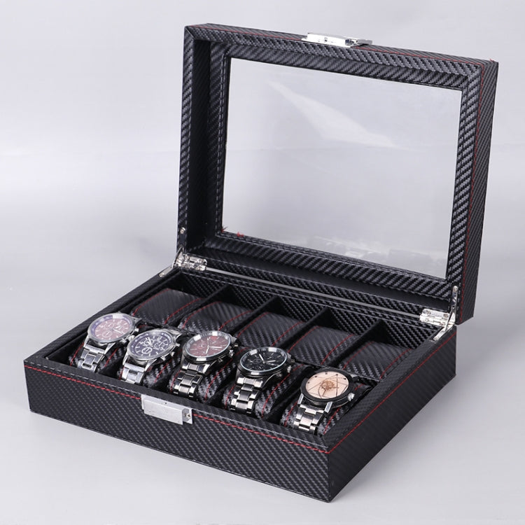 Carbon Fiber PU Leather Watch Box Jewelry Storage Box Packaging Box, Style:, 6 Watch Positions, 10 Watch Positions, 12 Watch Positions, 05 Watch Positions, 6 + 3 Red Black, Double-layer