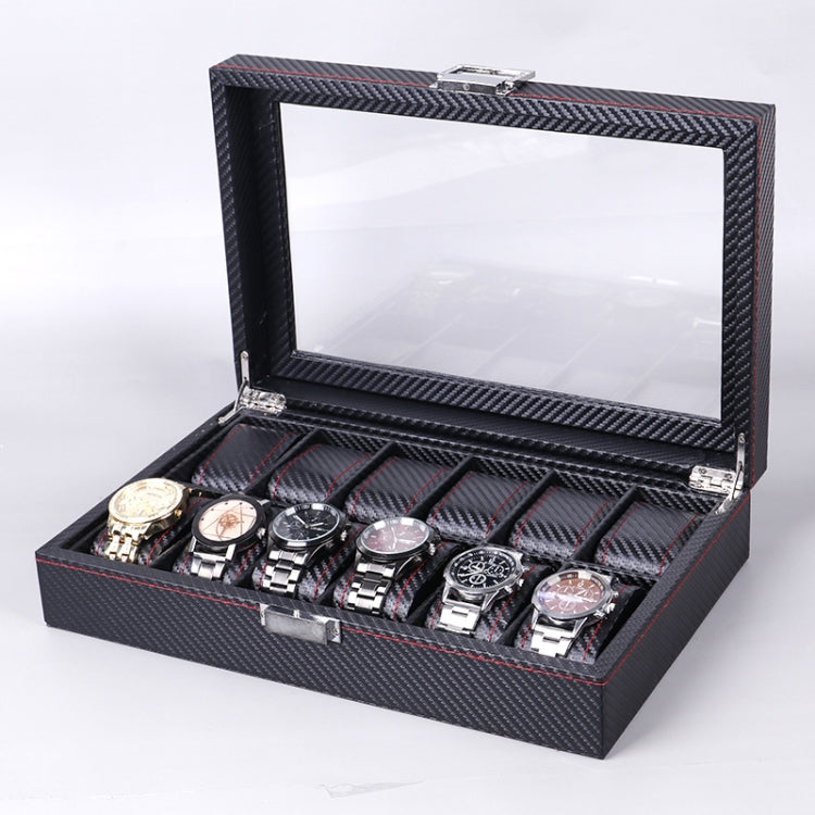 Carbon Fiber PU Leather Watch Box Jewelry Storage Box Packaging Box, Style:, 6 Watch Positions, 10 Watch Positions, 12 Watch Positions, 05 Watch Positions, 6 + 3 Red Black, Double-layer
