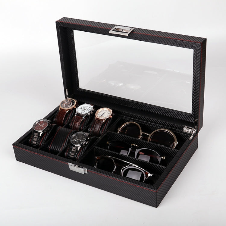 Carbon Fiber PU Leather Watch Box Jewelry Storage Box Packaging Box, Style:, 6 Watch Positions, 10 Watch Positions, 12 Watch Positions, 05 Watch Positions, 6 + 3 Red Black, Double-layer