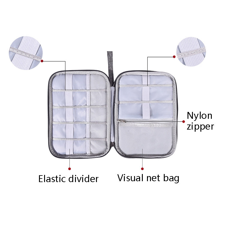 Data Cable Storage Box Waterproof Digital Package Charging Earphone Storage Box U Disk Multi-Function Finishing Box, Black, Grey, Violet, Red Wine, Sky Blue, Navy