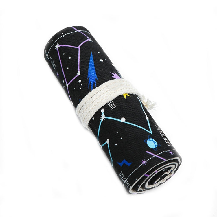 Night Sky Sketch Color Pencil Bag  Students Large-Capacity Canvas Pen Curtain Roll Pen Bag, 12 Holes, 24 Holes, 36  Holes, 48  Holes, 72 Holes