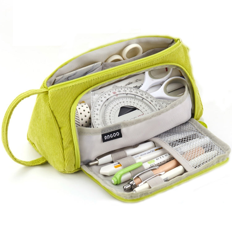 Angoo Student Large-Capacity Stationery Bag Portable Gift Cosmetic Bag, Black Corduroy, Grass Green  Corduroy, Bean Pink Corduroy, FD Snow, FD Light Pink