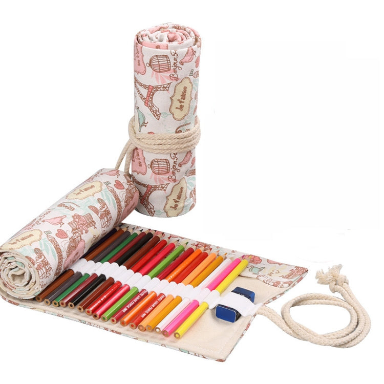 Tower Canvas Handmade Pen Curtain Roll Pen Bag  Sketch Color Pencil Bag, 12 Holes, 24 Holes, 36  Holes, 48  Holes, 72 Holes