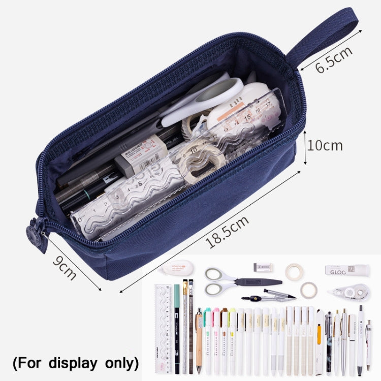 ANGOO Large-Capacity Student Stationery Bag Pure Color Simple Boat Shape Pencil Case, Black, Yellow, Navy, Pink, Blue, Green