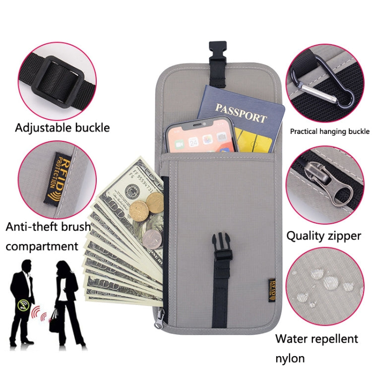 1062 Travel Passport Bag RFID Multi-Function Document Holder Hanging Neck Ticket Protective Case, 1062 Gray, 1062 Rose Red, 1062 Blue, 1062 Purple, 1062 Black, 1062 Light Grey