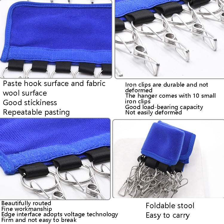 Portable Fabric Coat Hanger Hat Self-Adhesive Clip Travel Clothes Socks Foldable Hanger, Flannel