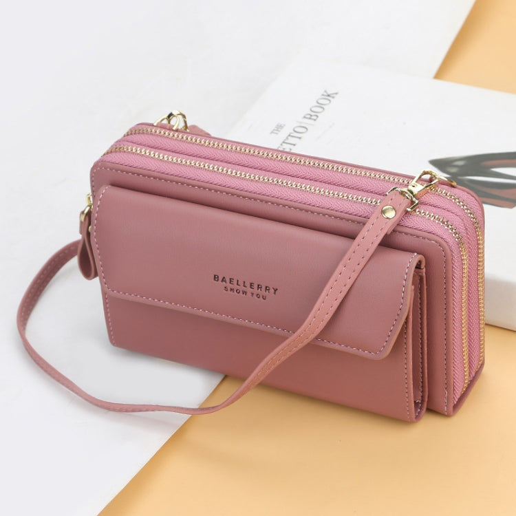 Baellerry Ladies Single Shoulder Messenger Bag Large Capacity Double Zipper Mobile Phone Bag, Red, Green, Blue, Black, Dark Pink, Light Pink