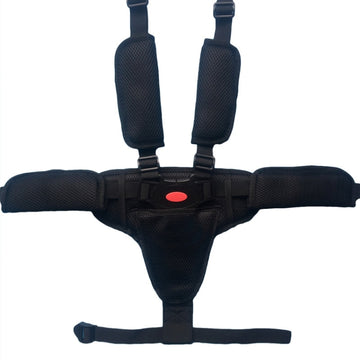 Baby Dining Chair Stroller Safety Strap Five-Point  Type A Version + Fixed Strap + Thick Shoulder Pad + Large Crotch Protector, Black, Red, Pink, Sky Blue, Grey