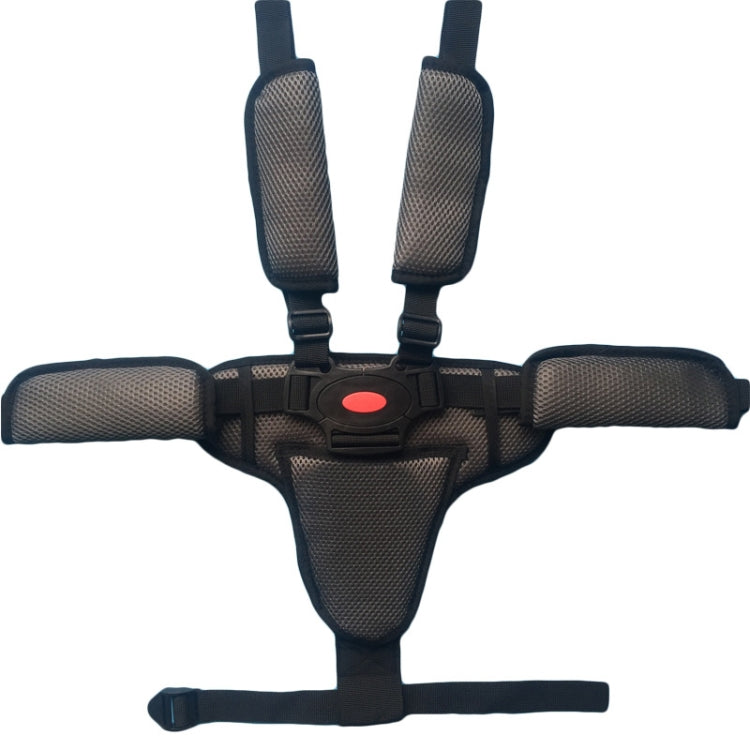 Baby Dining Chair Stroller Safety Strap Five-Point  Type A Version + Fixed Strap + Thick Shoulder Pad + Large Crotch Protector, Black, Red, Pink, Sky Blue, Grey