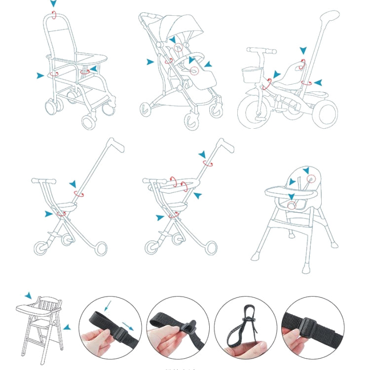 Baby Dining Chair Stroller Safety Strap Five-Point  Type A Version + Fixed Strap + Thick Shoulder Pad + Large Crotch Protector, Black, Red, Pink, Sky Blue, Grey