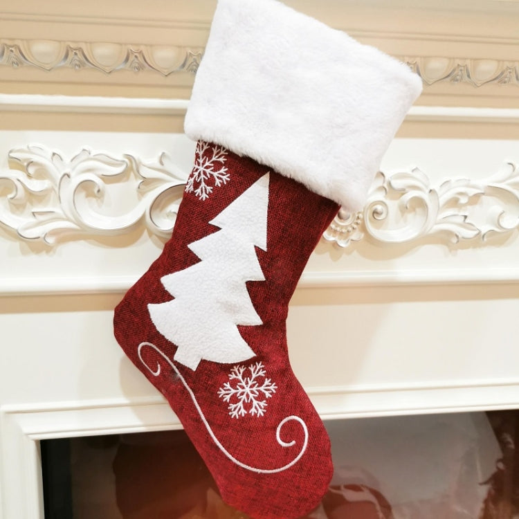 Embroidered Christmas Stocking Pendant Candy Gift Bag, Style A, Style B, Snowflake, Tree