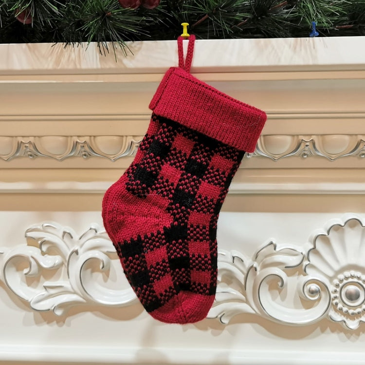 Knitted Christmas Stocking Decoration Pendant Child Acrylic Candy Gift Bag, Red, Green, White