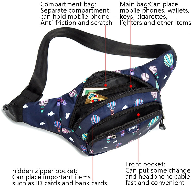 Ladies Sports Running Waist Bag Outdoor Leisure Cashier Wallet, 10 inch