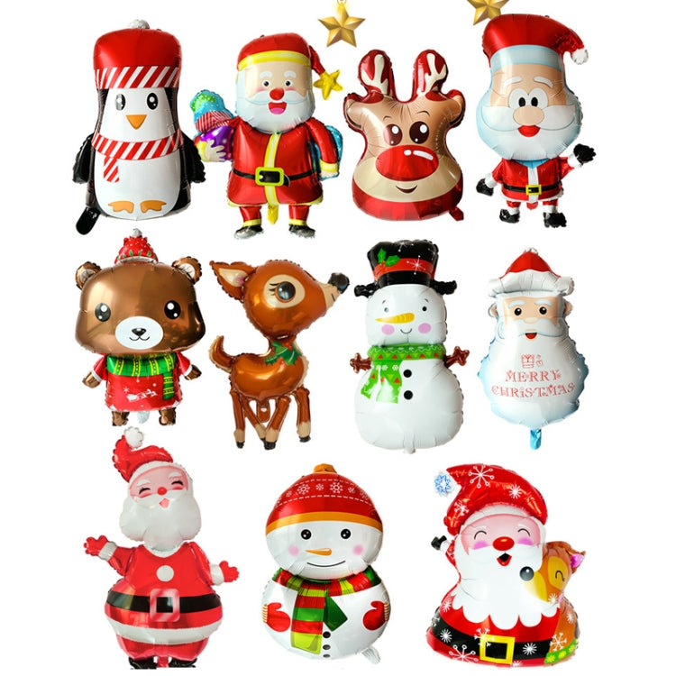 Christmas Decoration Aluminum Film Balloons, Style: Large Santa, Gift Santa, Cute Santa, Snowman, Penguin, Deer Head, Santa Head, Bear, Elk, Hat Snowman, Snowflake Santa, Large Santa