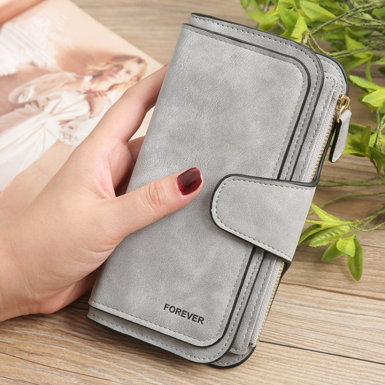 B821 Ladies Frosted Coin Purse PU Leather Clutch Multi-Purpose Long Wallet Large Capacity Card Case, Green, Blue, Black, Pink, Grey, Brown, Purple Red
