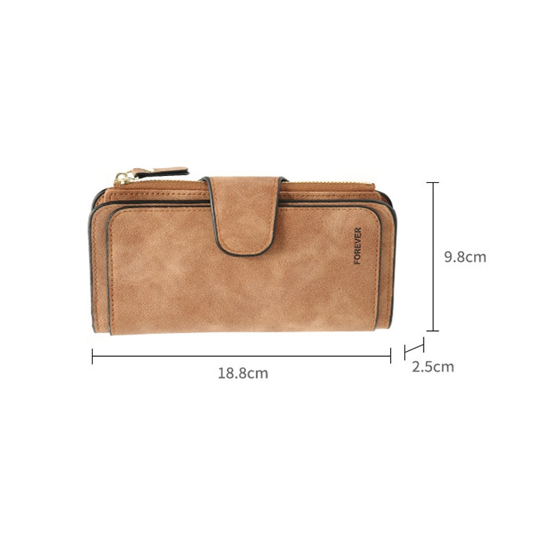 B821 Ladies Frosted Coin Purse PU Leather Clutch Multi-Purpose Long Wallet Large Capacity Card Case, Green, Blue, Black, Pink, Grey, Brown, Purple Red