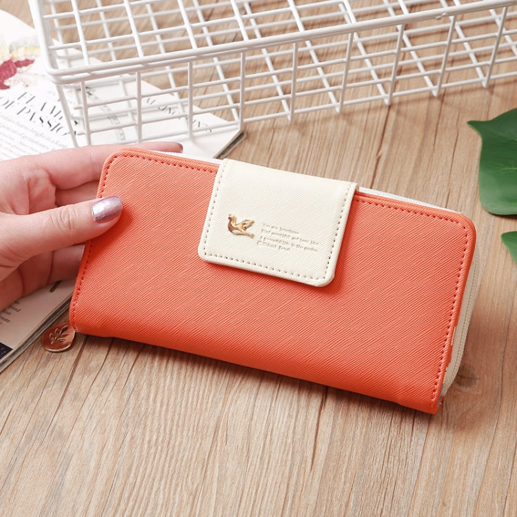 Flying Bird Two Fold Wallet Lady Long Wallet Zipper Mobile Phone Bag Large Capacity Card Holder, Red, Light Green, Orange, Pink, Rose Red, Royal Blue