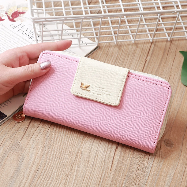 Flying Bird Two Fold Wallet Lady Long Wallet Zipper Mobile Phone Bag Large Capacity Card Holder, Red, Light Green, Orange, Pink, Rose Red, Royal Blue
