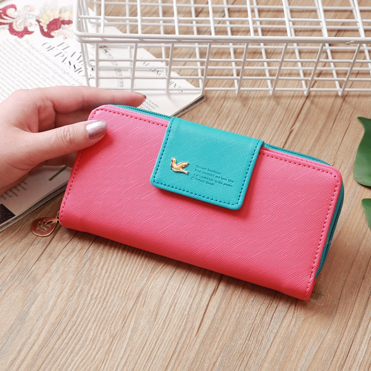 Flying Bird Two Fold Wallet Lady Long Wallet Zipper Mobile Phone Bag Large Capacity Card Holder, Red, Light Green, Orange, Pink, Rose Red, Royal Blue