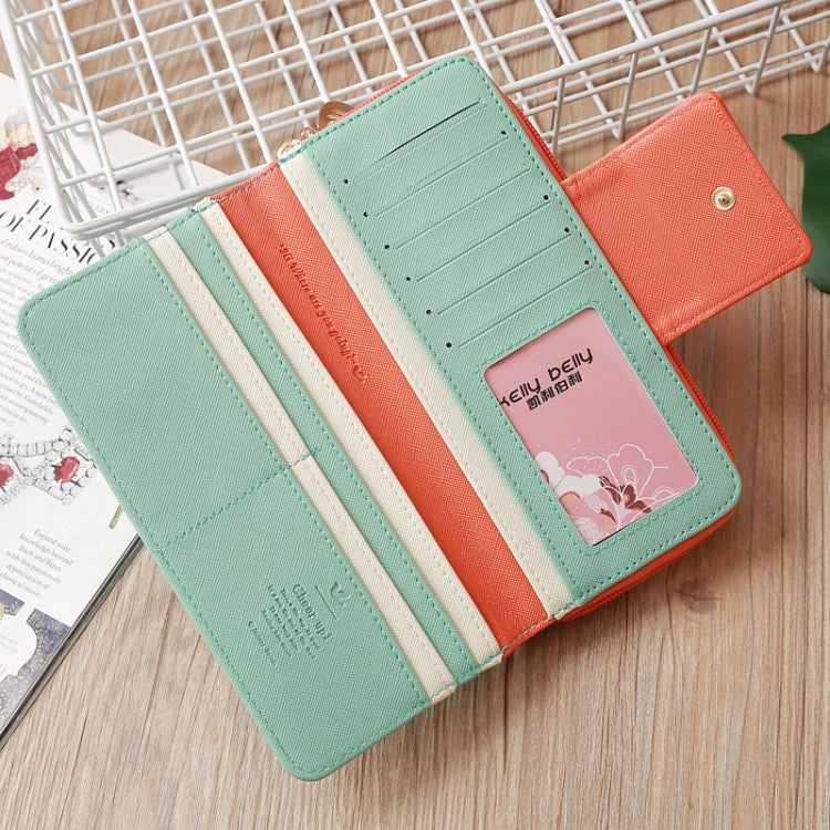 Flying Bird Two Fold Wallet Lady Long Wallet Zipper Mobile Phone Bag Large Capacity Card Holder, Red, Light Green, Orange, Pink, Rose Red, Royal Blue