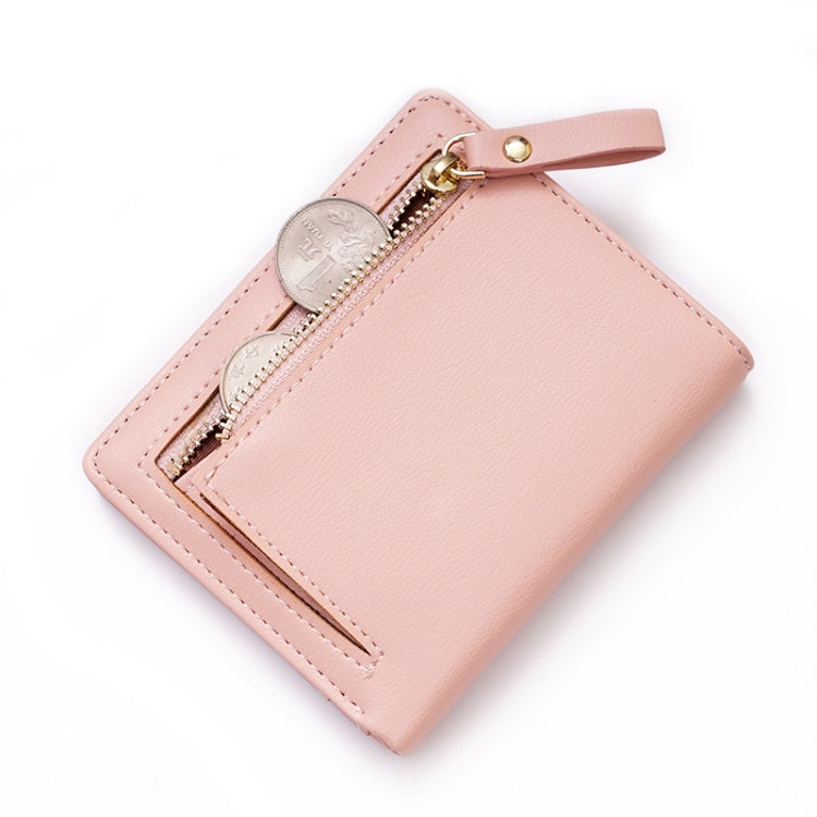 BATSIOE Short Type Ladies Wallet Small Fresh Two-Fold Student Bag Simple Multi-Card Coin Purse, Black, Blue, Pink, Gray, Green, Lotus Pink