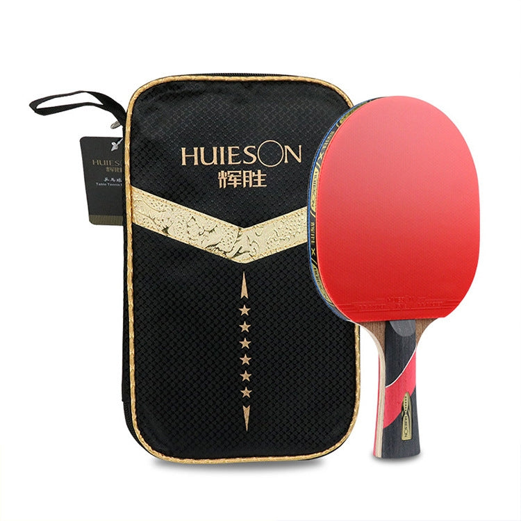 HUIESON HS-LX Six Star 5-Layer Chicken Wing Tip + 2 Layer Carbon Double Side Continuous Table Tennis Single Racket, HUIESON HS-LX(Pen Hold Grip Racket), HUIESON HS-LX(Hand-shake Grip Racket)