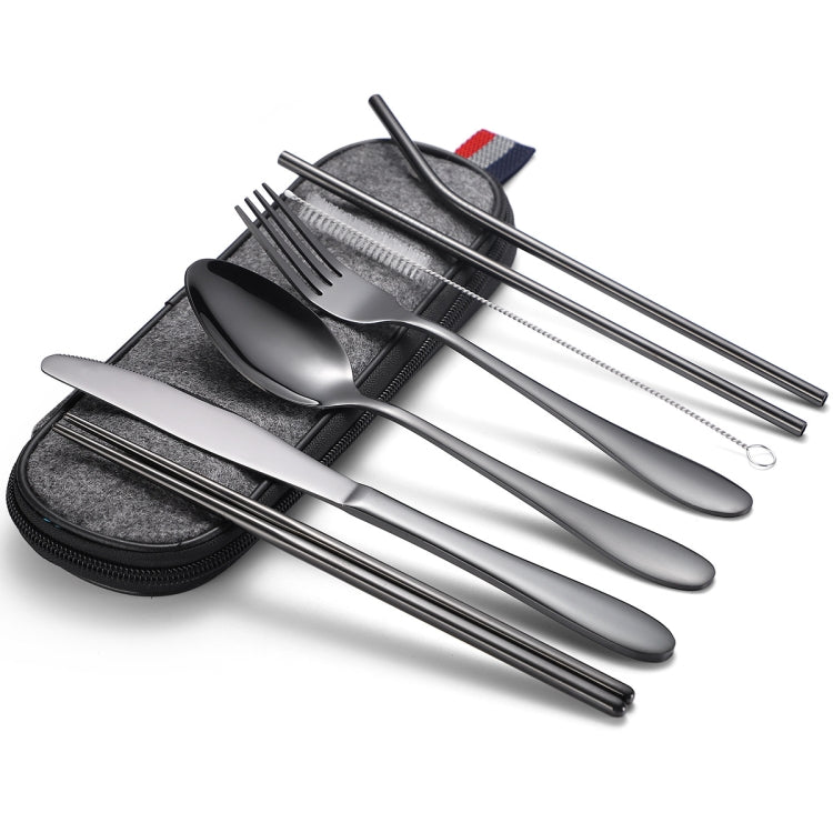7 in 1 Cutlery Spoon Chopsticks And Straw Set Stainless Steel Portable Cutlery Set, Silver + Light Bag, Gold+ Light Bag, Rose+ Light Bag, Symphony + Light Bag, Black+ Light Bag, Silver + Deep Bag, Gold  + Deep Bag, Rose  + Deep Bag, Symphony + Deep Bag...
