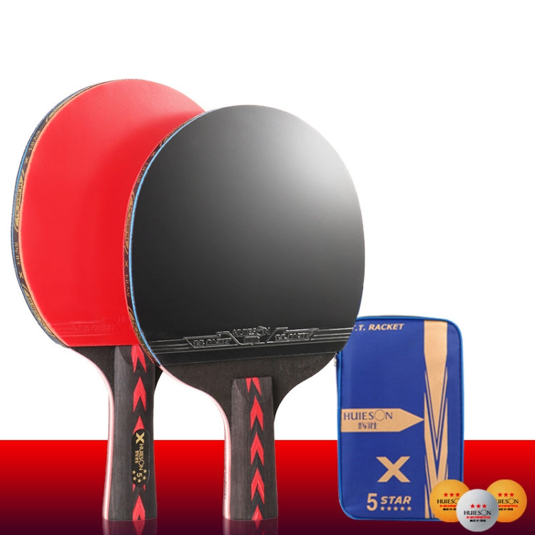 HUIESON HS-CPPX5 Five Stars Carbon Fiber Double-sided Reverse Adhesive Table Tennis Training Racket Set, Specification:, Hand-shake Grip Racket, Pen Hold Grip Racket, Hand-shake Grip + Pen Hold Grip Racket