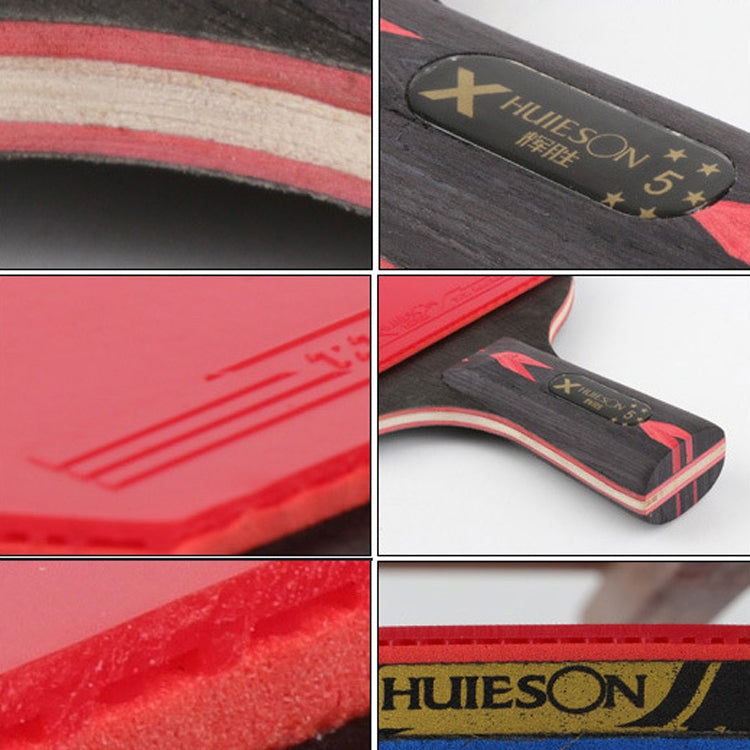 HUIESON HS-CPPX5 Five Stars Carbon Fiber Double-sided Reverse Adhesive Table Tennis Training Racket Set, Specification:, Hand-shake Grip Racket, Pen Hold Grip Racket, Hand-shake Grip + Pen Hold Grip Racket