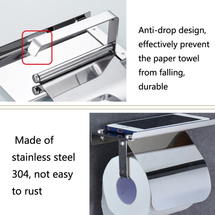 4103 Stainless Steel Roll Paper Holder Mobile Phone Paper Towel Rack Hotel Bathroom Rack, Color:, Mirror, Black, Gold, Rose Gold