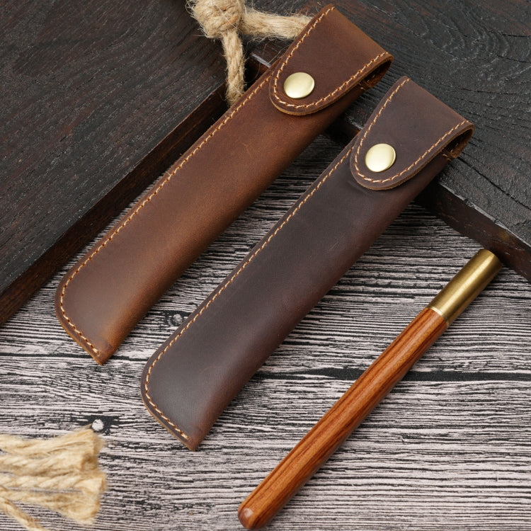 Pen Bag Personality Retro Pure Handmade First Layer Leather Pen Case Protective Cover, Mad Horse Skin Black, Mad Horse Skin Coffee, Mad Horse Skin Brown, Mad Horse Skin Green, Mad Horse Skin Wine Red, Mad Horse Skin  Blue, Mad Horse Skin Purple        ...