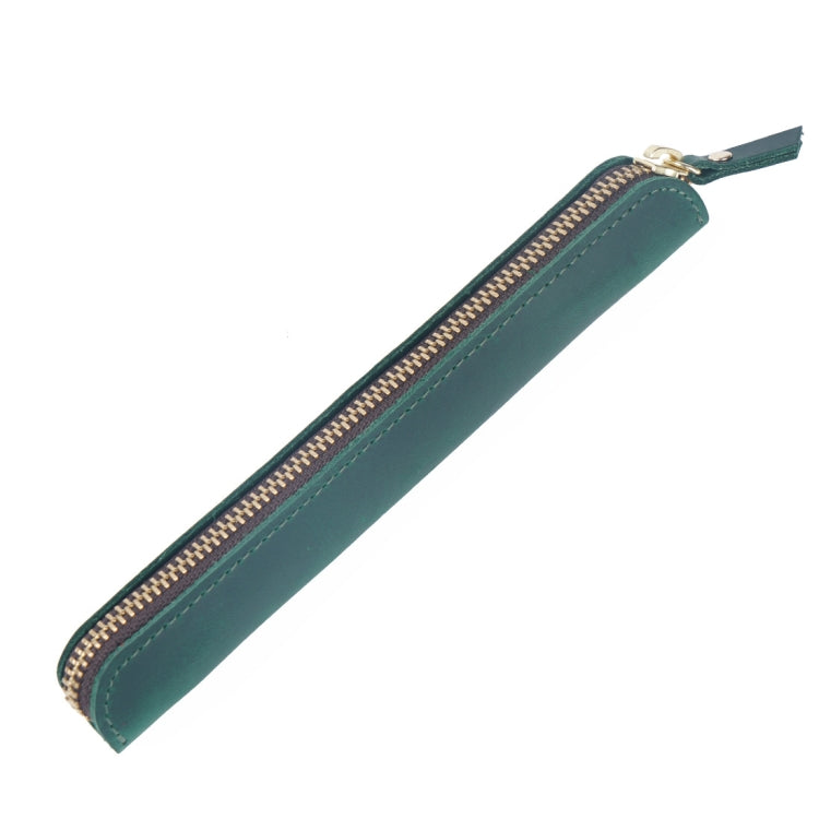 Retro Simple Leather Stylus Leather Zipper Pen Protection Case Crazy Horse Skin Mini Pen Case, Black, Yellow Brown, Wine Red, Coffee, Ink Green, Blue, Purple, Deep Brown