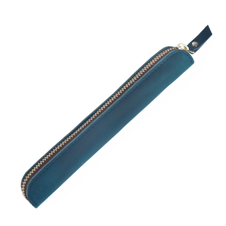 Retro Simple Leather Stylus Leather Zipper Pen Protection Case Crazy Horse Skin Mini Pen Case, Black, Yellow Brown, Wine Red, Coffee, Ink Green, Blue, Purple, Deep Brown