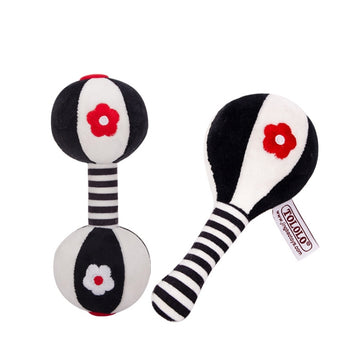 TOLOLO 1 Pair Baby Vision Training Early Educational Toy Newborn Chasing Black And White Sand Hammer Dumbbell Baby Rattle, T168263-2