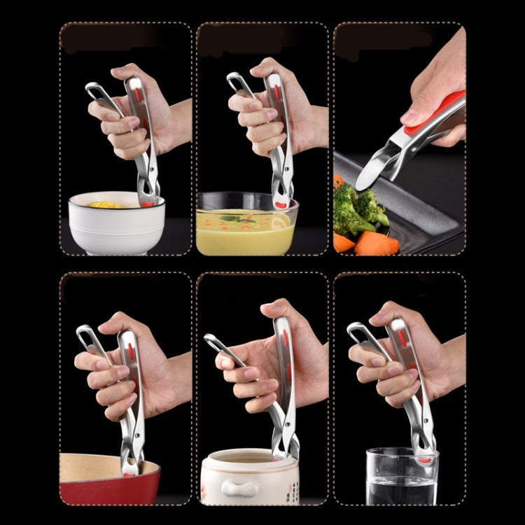 Kitchen 304 Stainless Steel Inlaid Rubber Non-Slip Anti-Scald Dish Holder And Tray Lifter, Dish Holder (Red), Dish Holder (Black), Dish Holder (Green)
