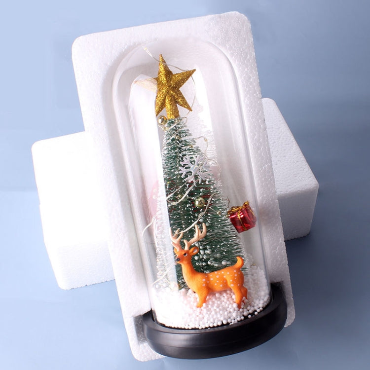 Christmas Cedar Window Display Glass Cover LED Light Ornaments, Star Deer, Furball Deer, Star Santa Claus
