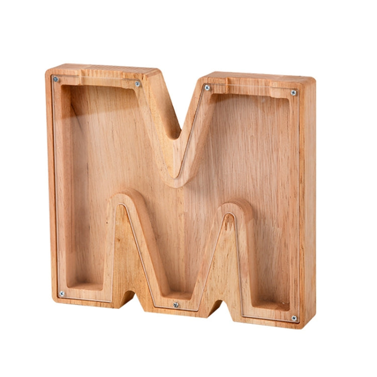 Wooden English Alphabet Piggy Bank Transparent Acrylic Piggy Bank