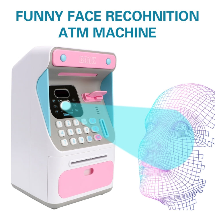 8010 Simulated Face Recognition ATM Machine Piggy Bank Password Automatic Rolling Money Safe Piggy Bank,Style:, Pink, Blue, Rechargeable Version Pink, Rechargeable Version Blue