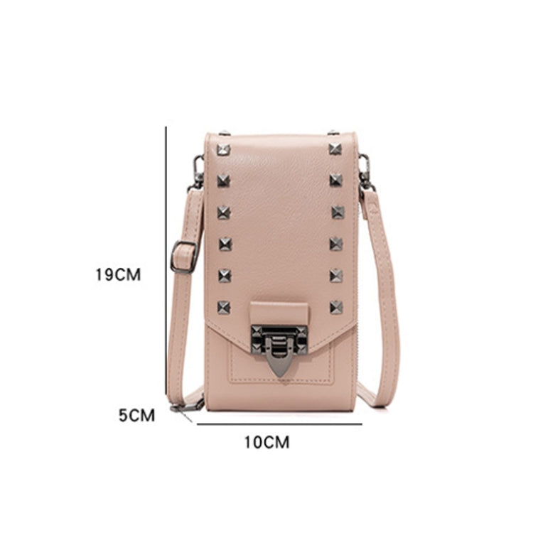 F835 Rivet Diamond Mobile Phone Bag Ladies Shoulder Diagonal Bag, Red, Blue, Black, Pink, Tea Brown