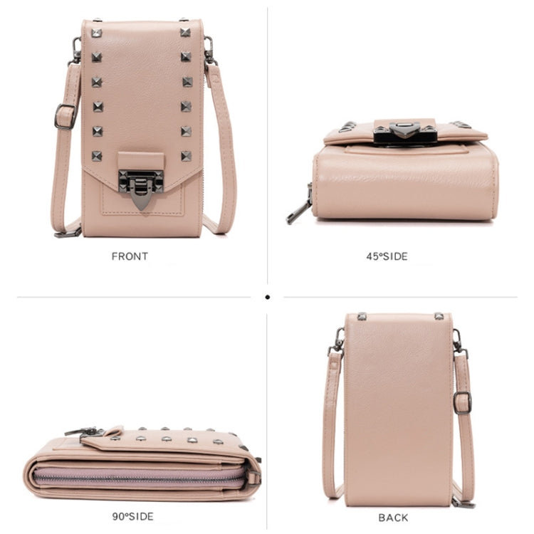 F835 Rivet Diamond Mobile Phone Bag Ladies Shoulder Diagonal Bag, Red, Blue, Black, Pink, Tea Brown