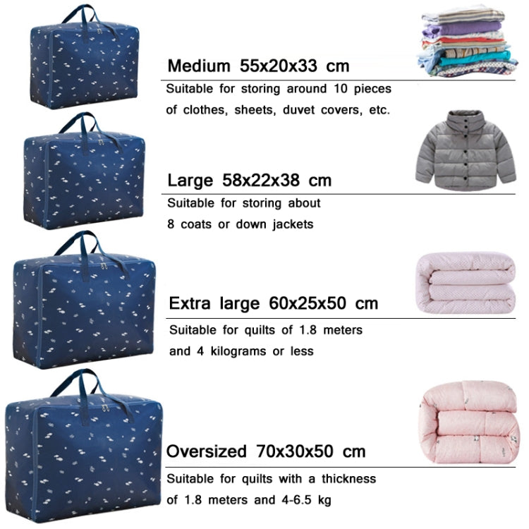 Oxford Cloth Quilt Moisture-Proof & Waterproof Storage Bag Zipper Portable Moving Luggage Bag, 70x50x30cm