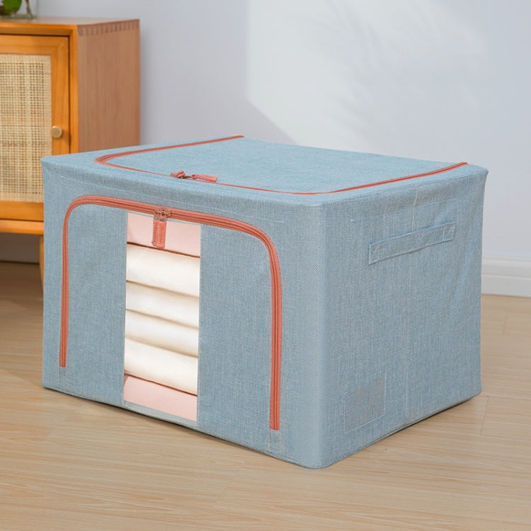 Fabric Steel Frame Quilt Clothing Storage Box Cotton Linen Storage Bag with Window, 22L 39x29x20cm, 100L 60x42x40cm, 66L 50x40x33cm, 24L 40x30x20cm