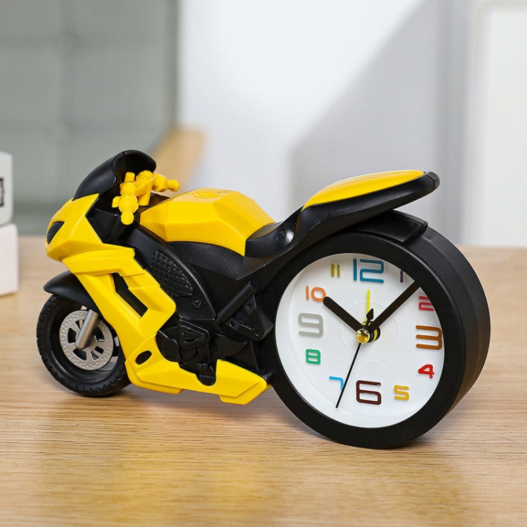 Motorcycle Alarm Clock Ornaments Creative Child Gift Clock, Blue Motorcycle Racing, Red Motorcycle Racing, Yellow Motorcycle Racing, White Motorcycle Racing