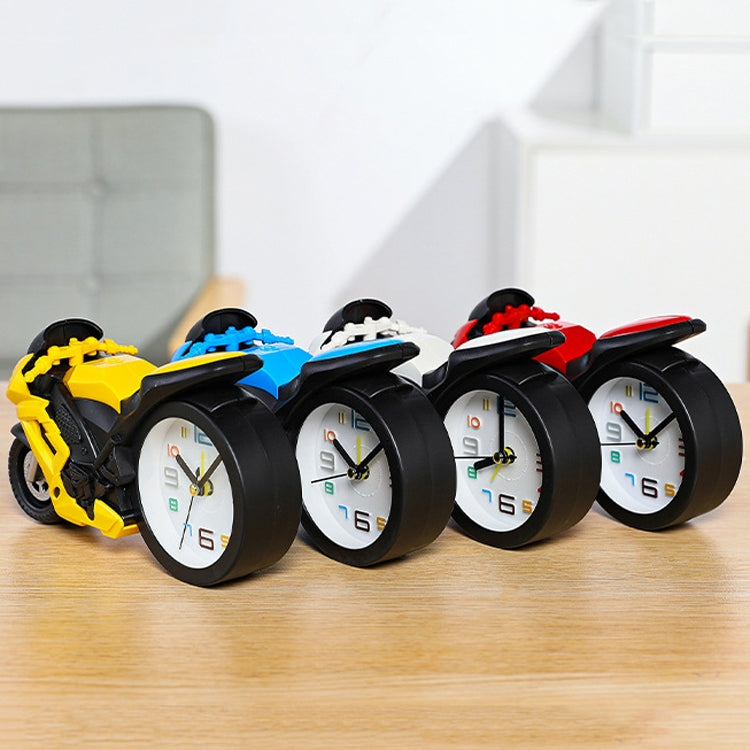 Motorcycle Alarm Clock Ornaments Creative Child Gift Clock, Blue Motorcycle Racing, Red Motorcycle Racing, Yellow Motorcycle Racing, White Motorcycle Racing