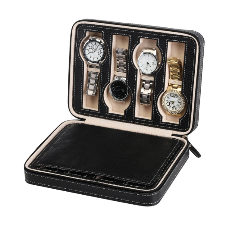 8-Digit Watch Storage Box Watch Display Box Portable Watch Travel Bag, 08 Watch Position Brown, 08 Watch Position Black